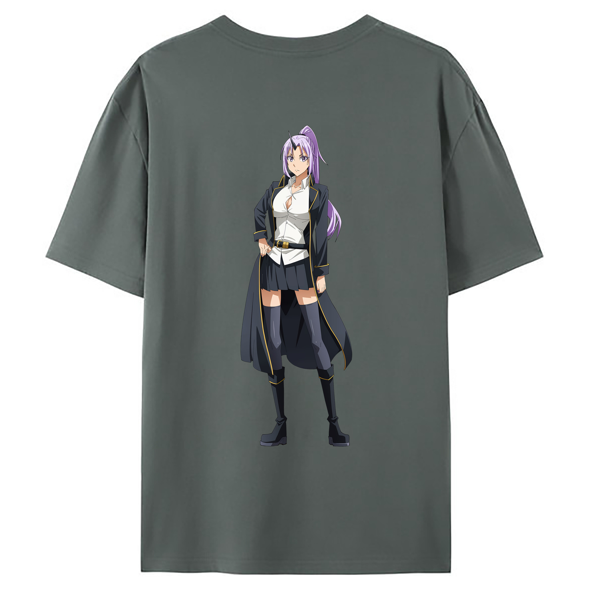 （画像用） 転スラ Regarding Reincarnated to Slime 綿100％ メンズ半袖Tシャツ（バックプリント） 通気性